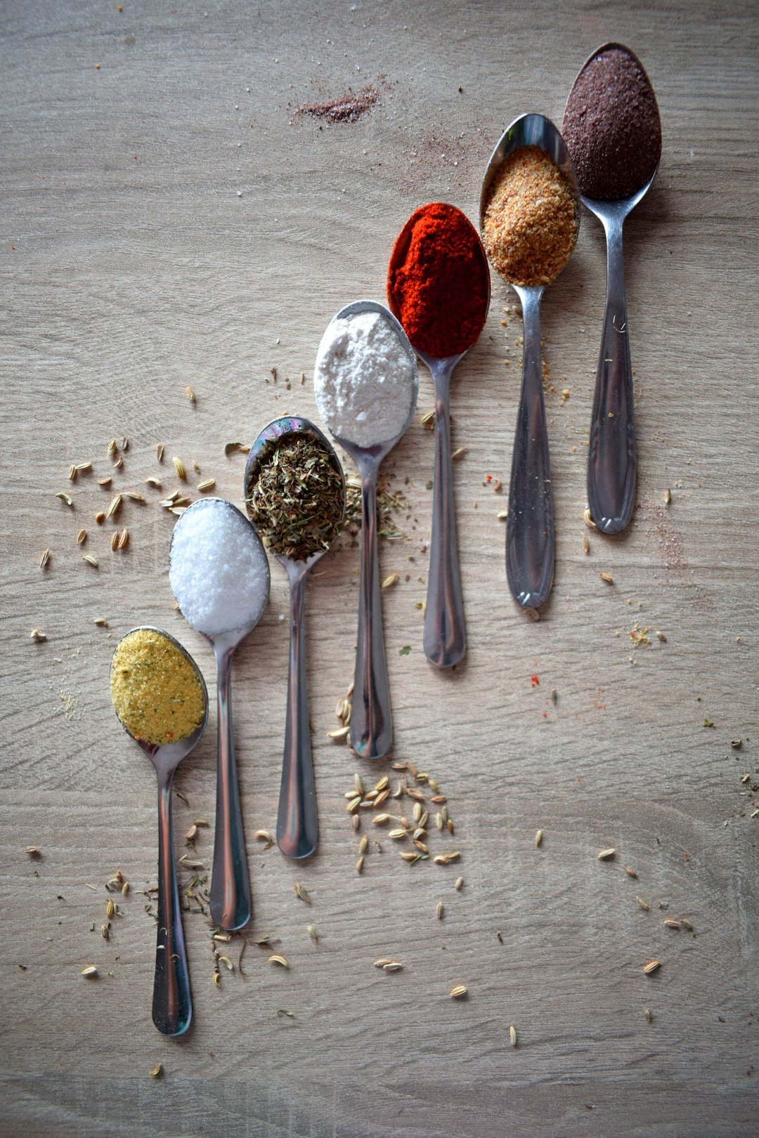 Spoons with spices